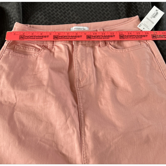 Liz Claiborne Womens Denim Skirt SZ 4 Pink Comfort Stretch Knee Length - Picture 8 of 8